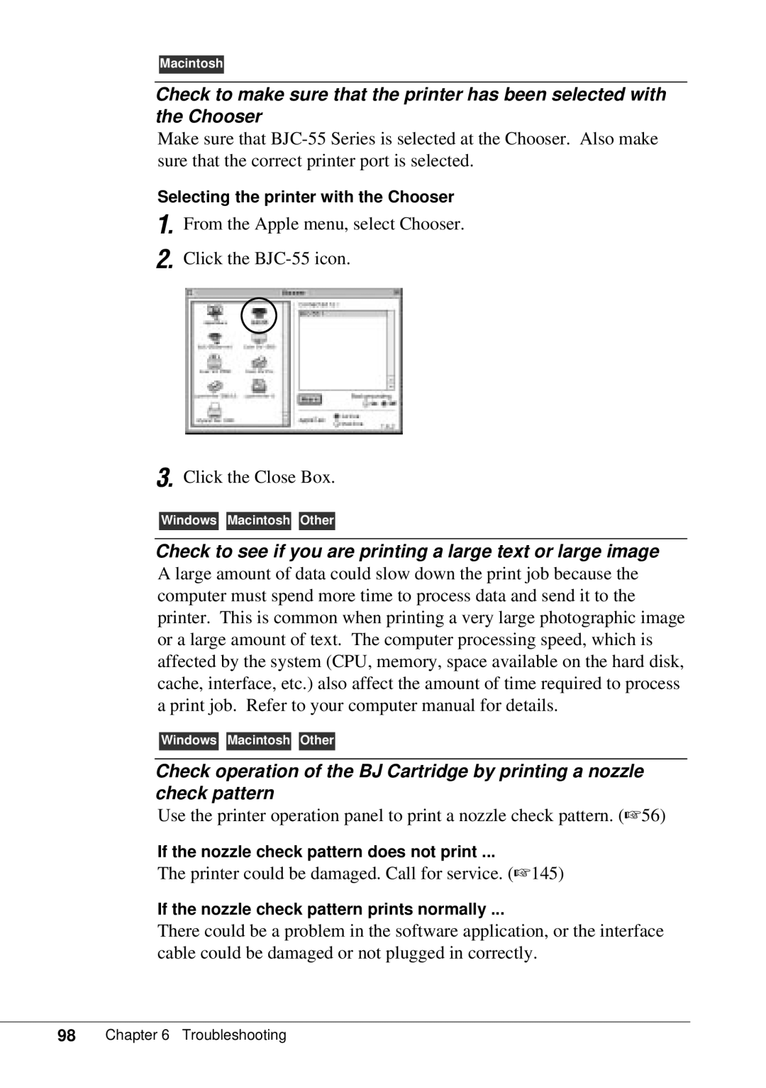 Canon BJC-55 user manual Check to see if you are printing a large text or large image 