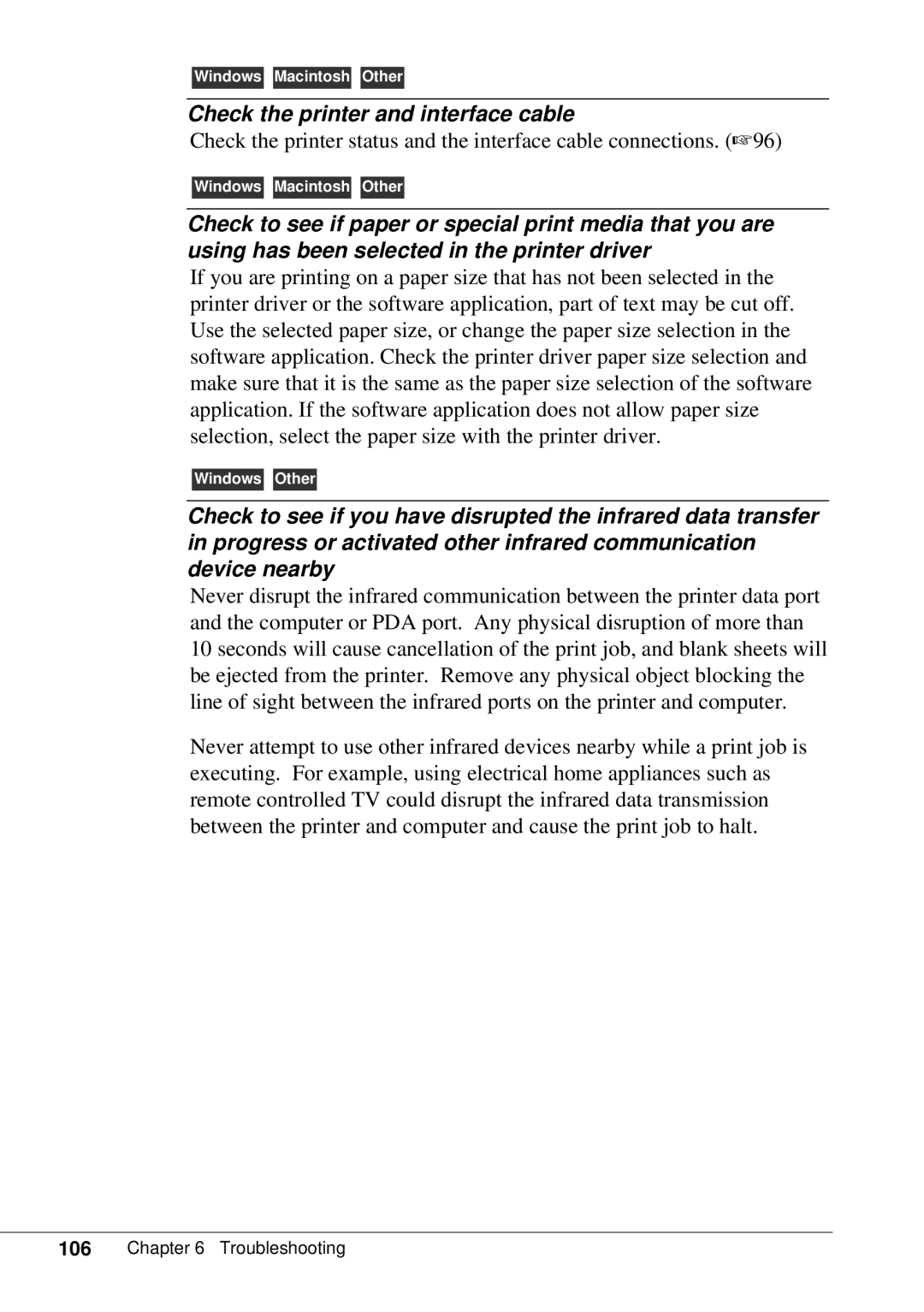 Canon BJC-55 user manual Check the printer and interface cable 