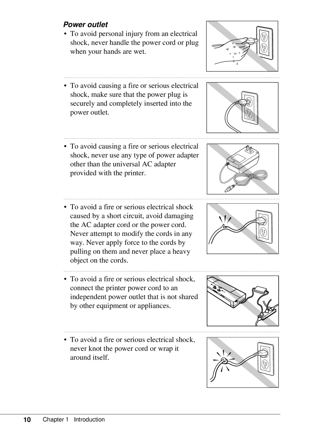 Canon BJC-55 user manual Power outlet 