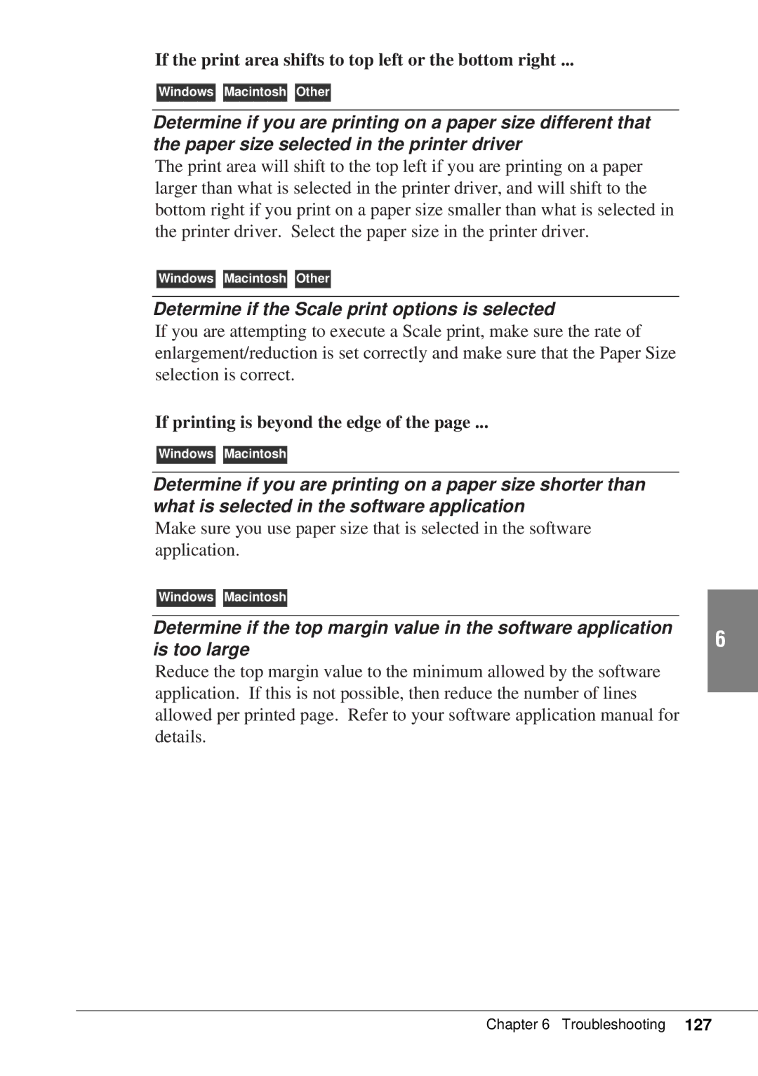 Canon BJC-55 user manual Determine if the Scale print options is selected 