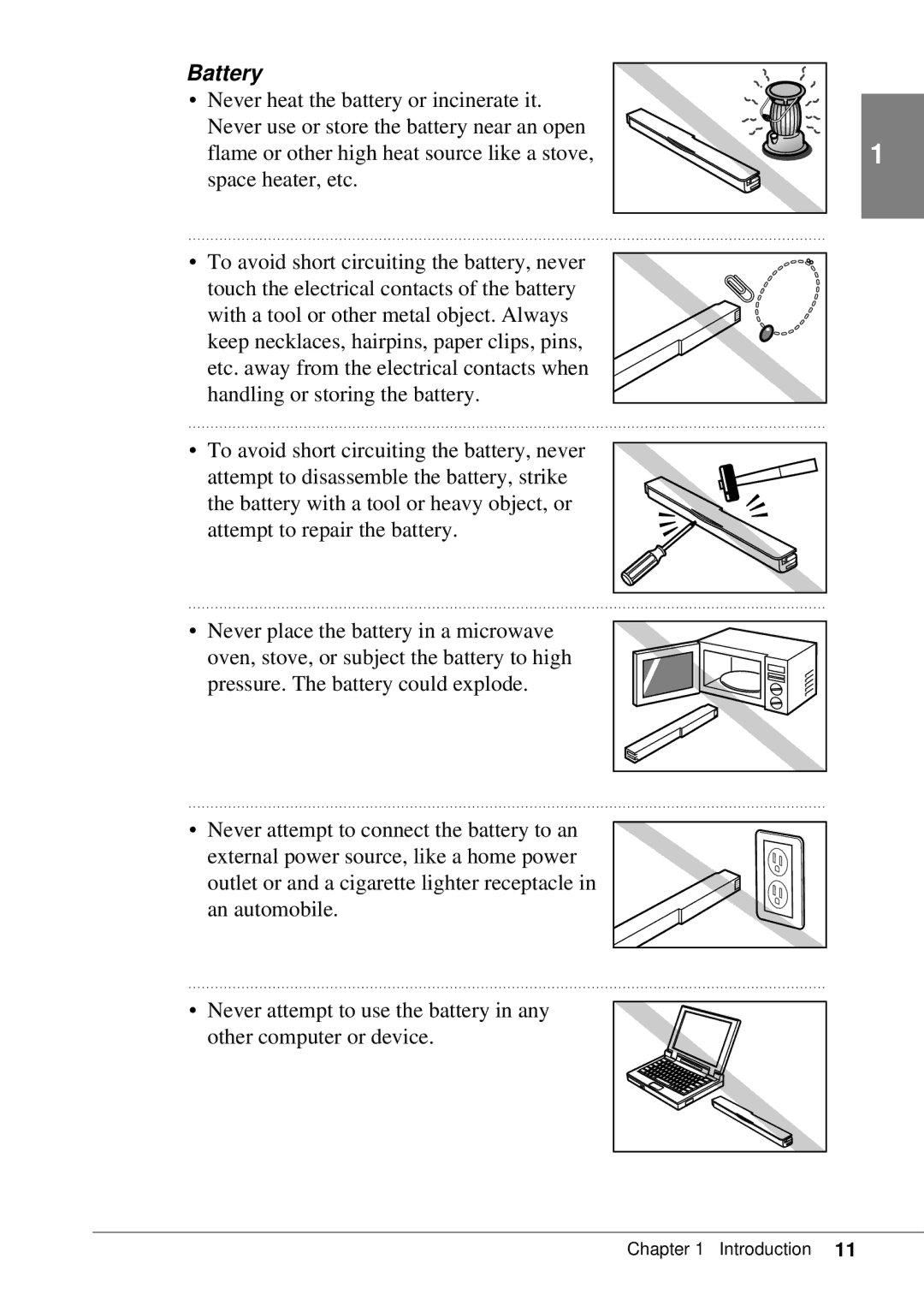 Canon BJC-55 user manual Battery 