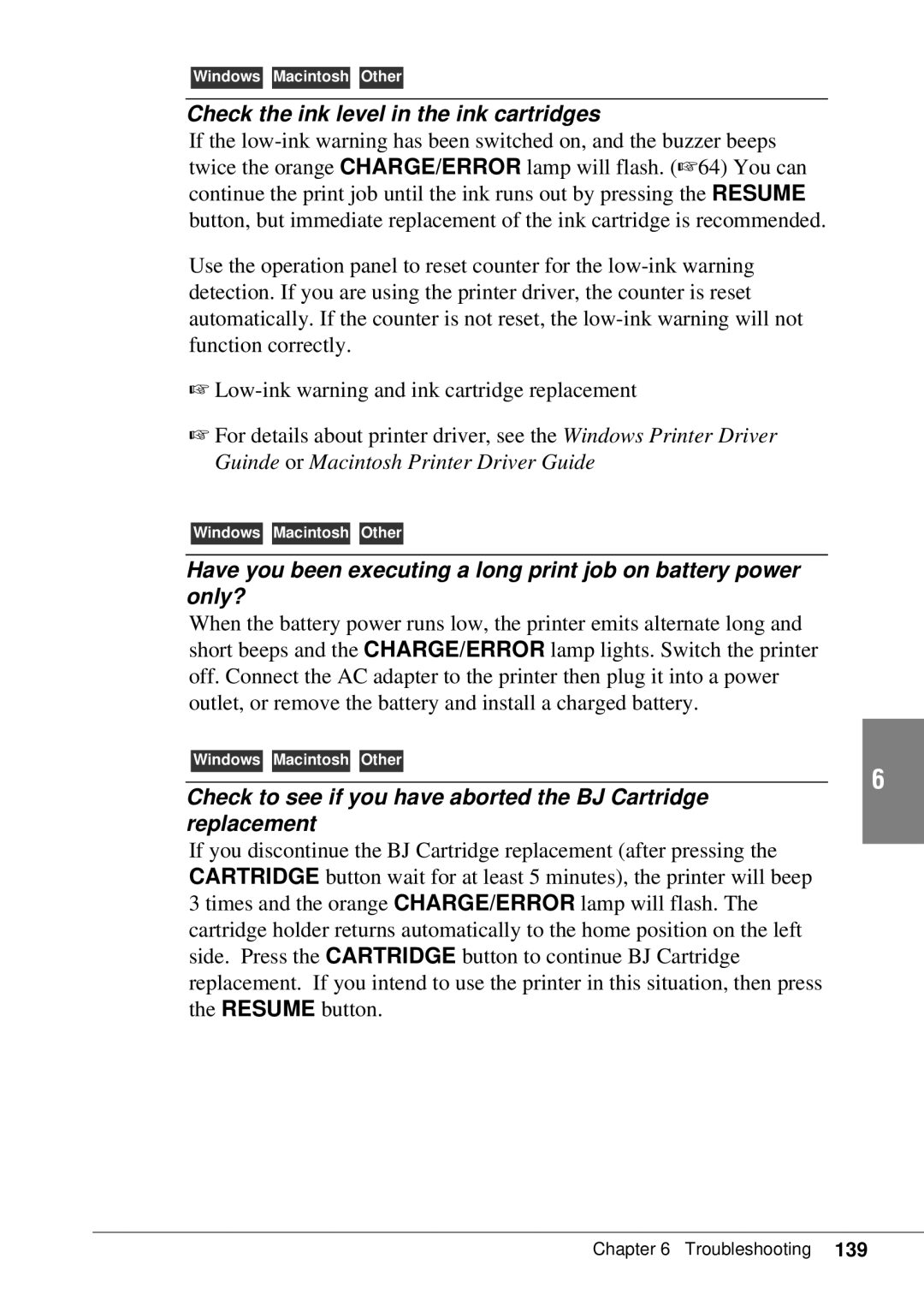 Canon BJC-55 user manual Check the ink level in the ink cartridges 