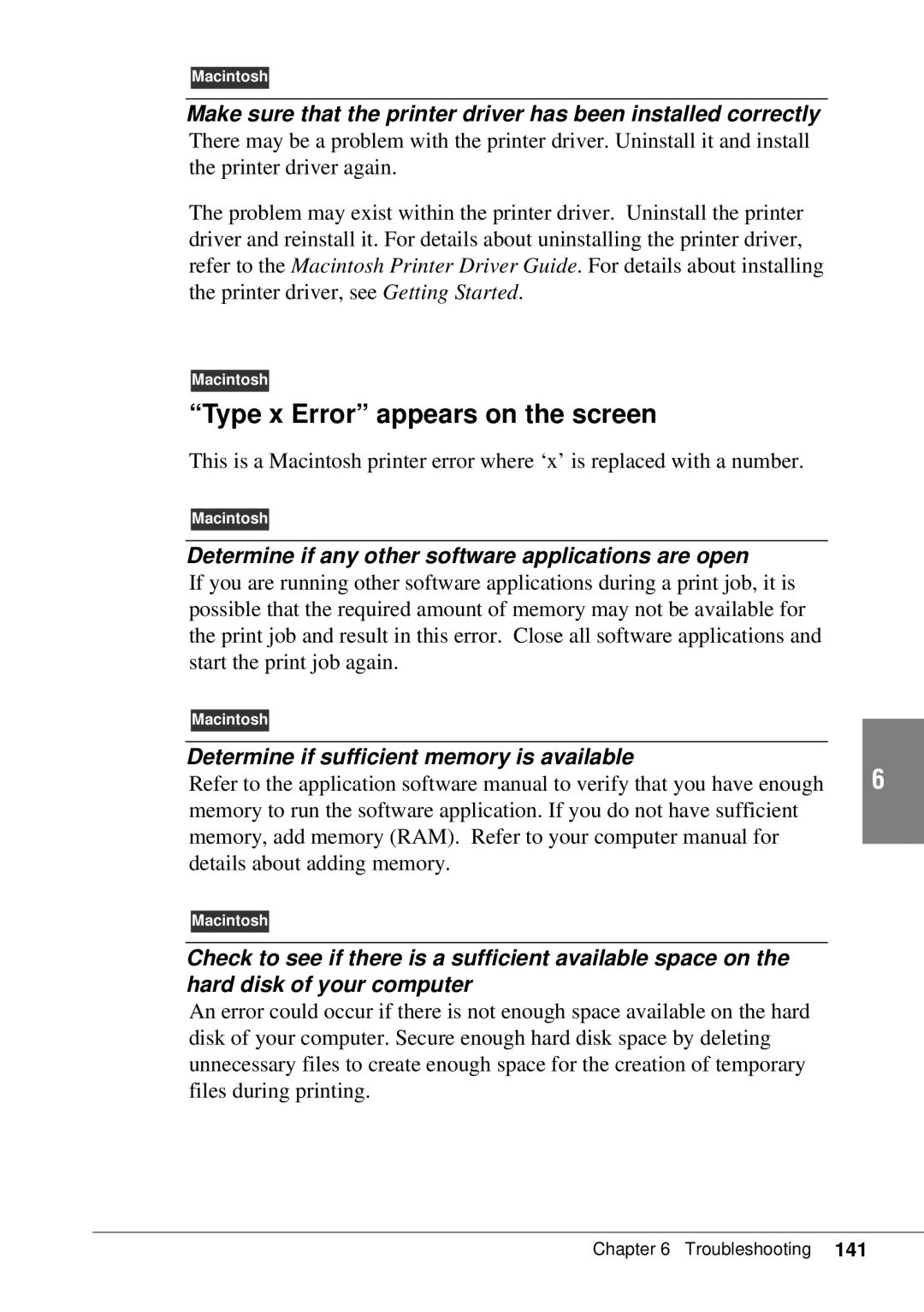 Canon BJC-55 user manual Type x Error appears on the screen, Determine if any other software applications are open 