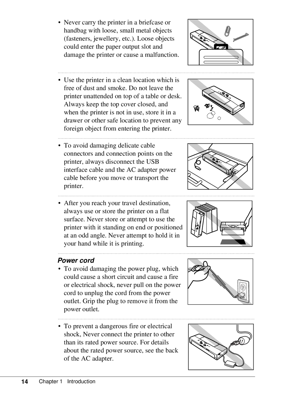 Canon BJC-55 user manual Power cord 