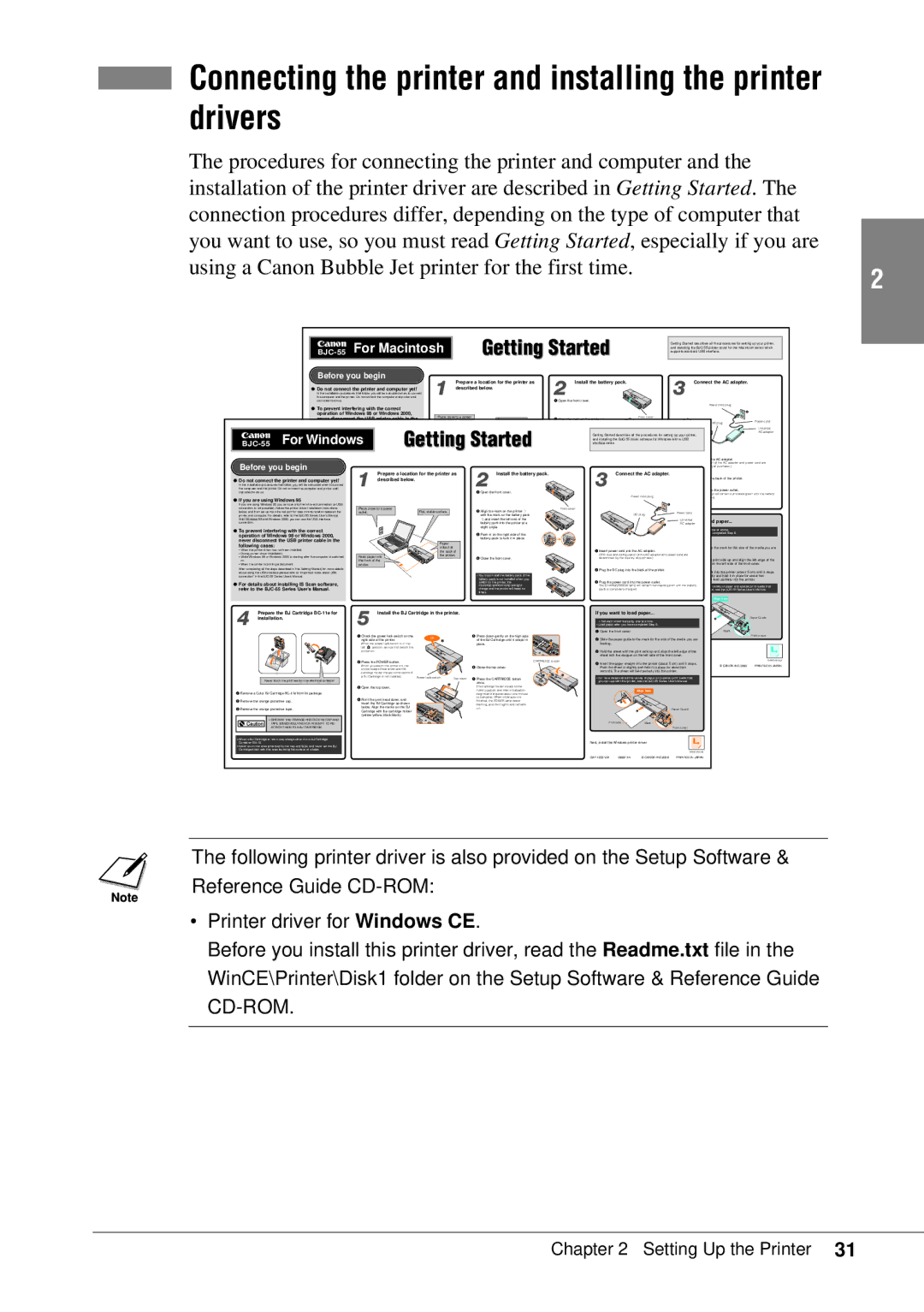 Canon BJC-55 user manual Drivers, Getting Started 