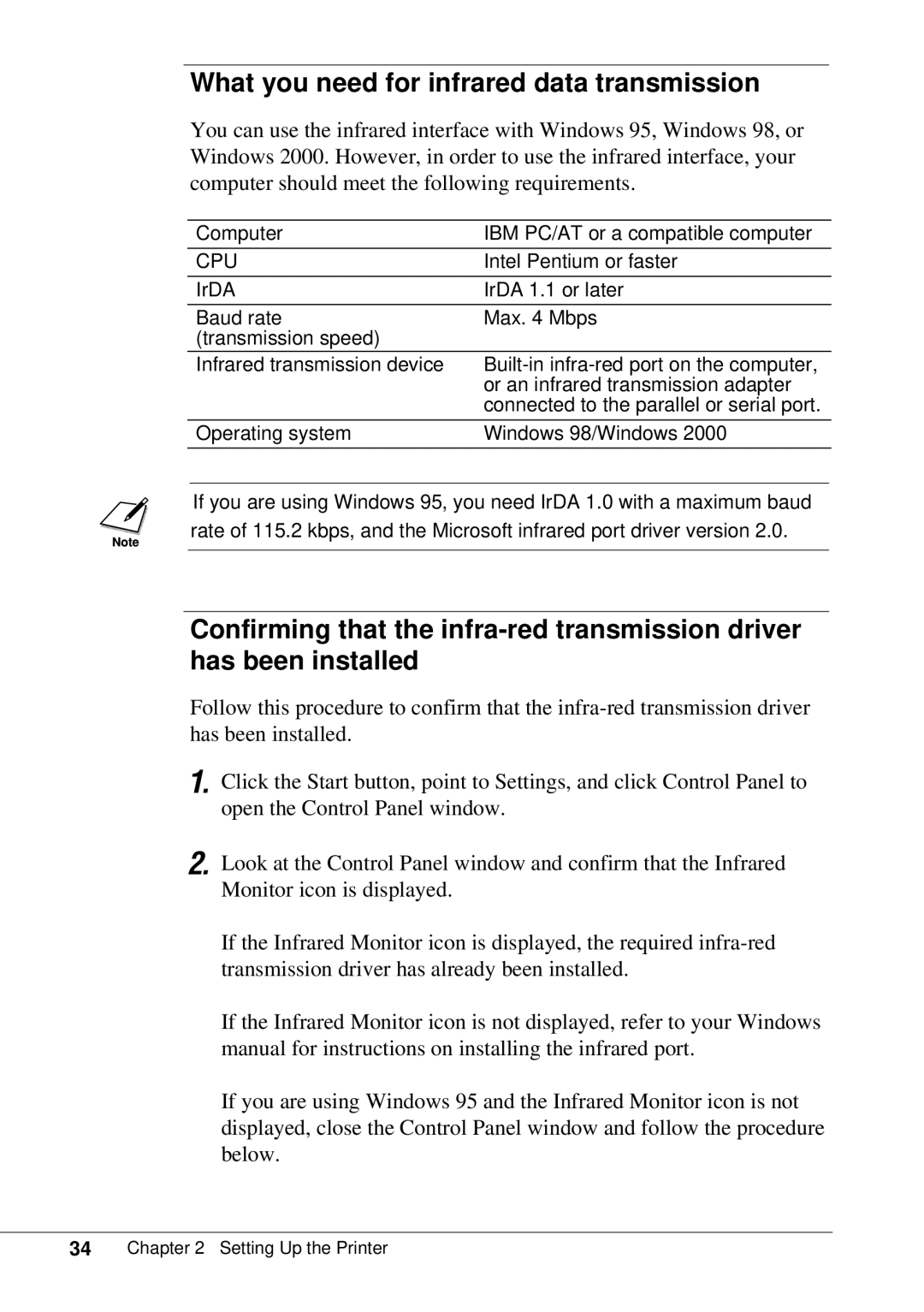 Canon BJC-55 user manual What you need for infrared data transmission, Cpu 