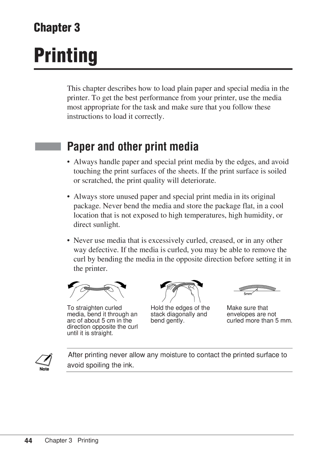 Canon BJC-55 user manual Printing, Paper and other print media 