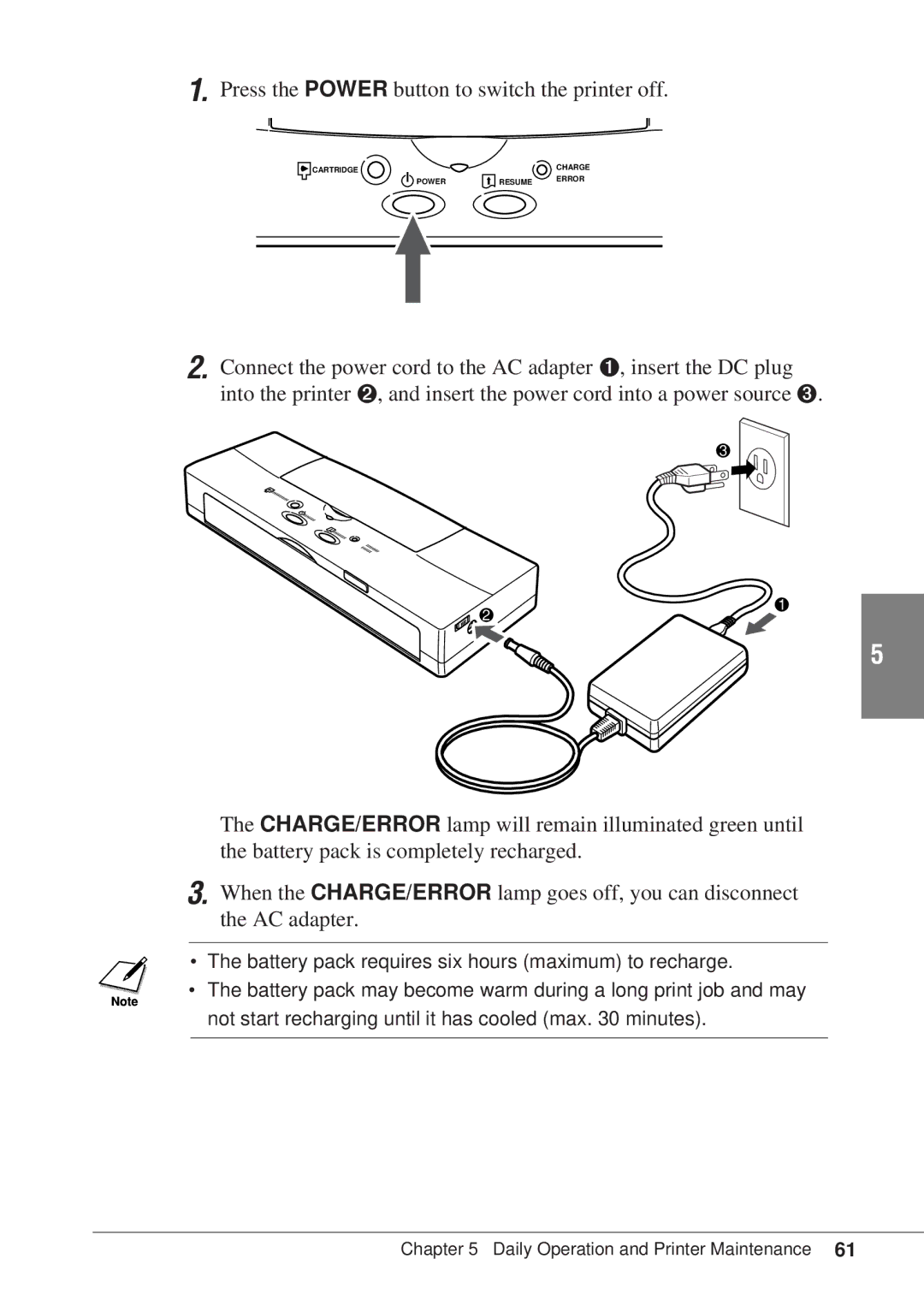 Canon BJC-55 user manual Press the Power button to switch the printer off 