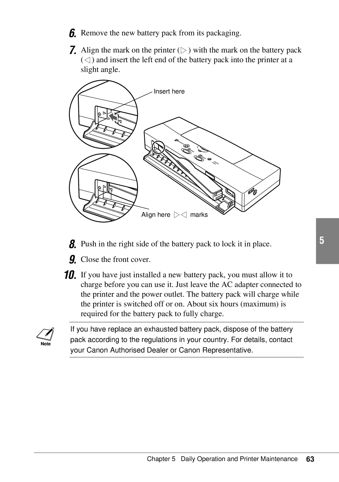 Canon BJC-55 user manual Insert here Align here Marks 