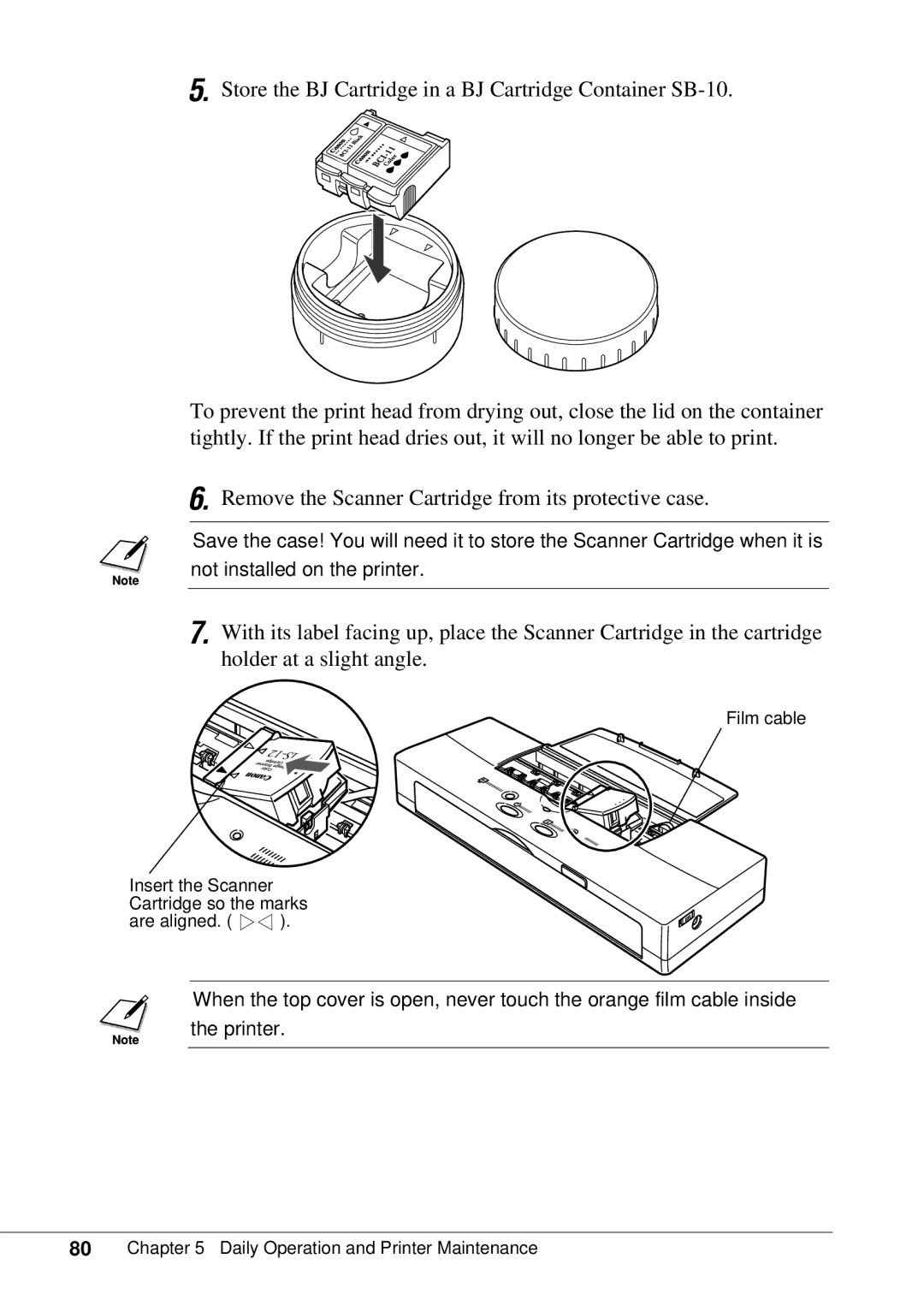 Canon BJC-55 user manual Daily Operation and Printer Maintenance 