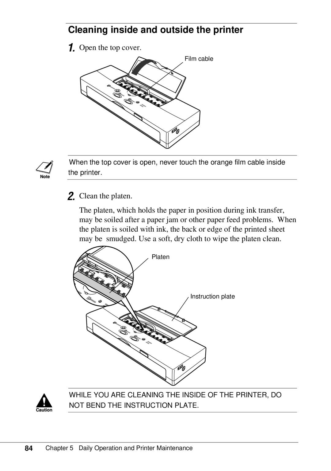 Canon BJC-55 user manual Cleaning inside and outside the printer 