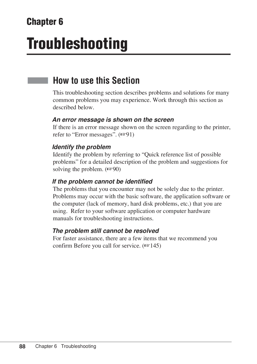 Canon BJC-55 user manual How to use this Section, An error message is shown on the screen, Identify the problem 