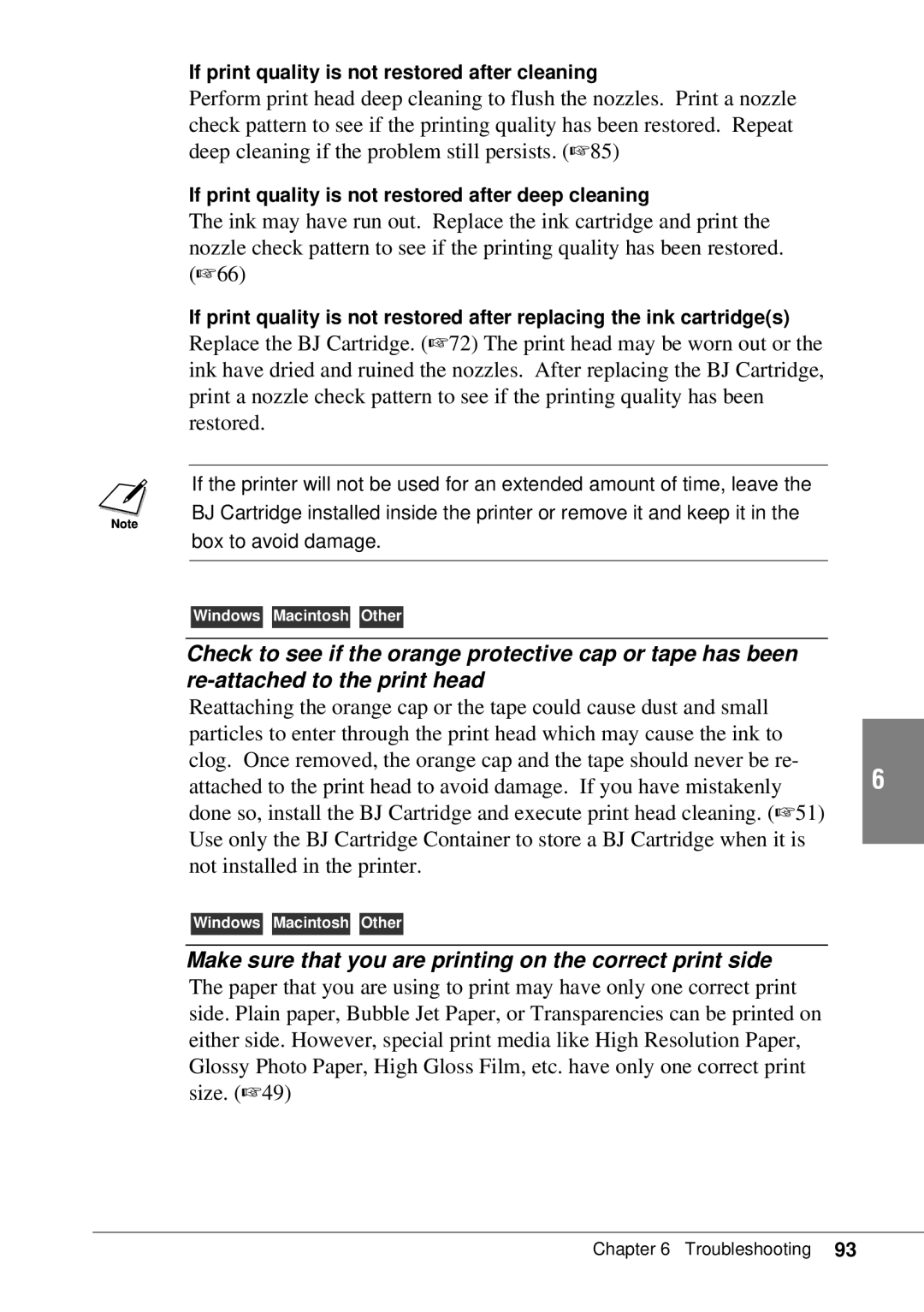 Canon BJC-55 user manual Make sure that you are printing on the correct print side 