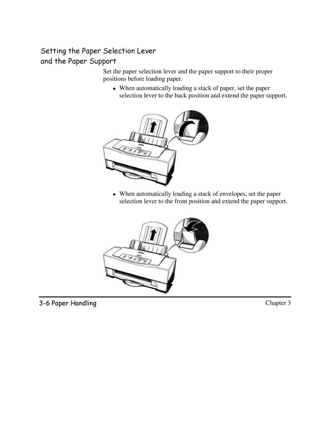 Canon BJC-620 user manual DQG6HWWLQJWKH3DSHUWKH3DSHU6XSSRUW6HOHFWLRQ/HYHU 