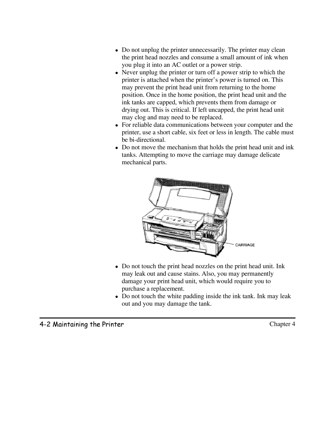 Canon BJC-620 user manual 0DLQWDLQLQJWKH3ULQWHUout and you may damage the tank 