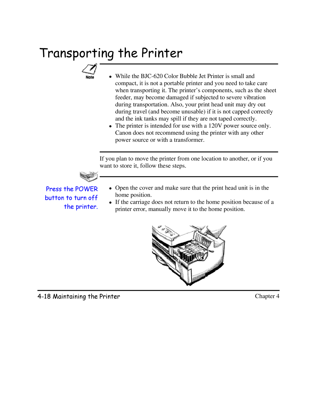 Canon BJC-620 user manual EXWWRQ3UHVVWKHWRWXUQ325SULWHURII 