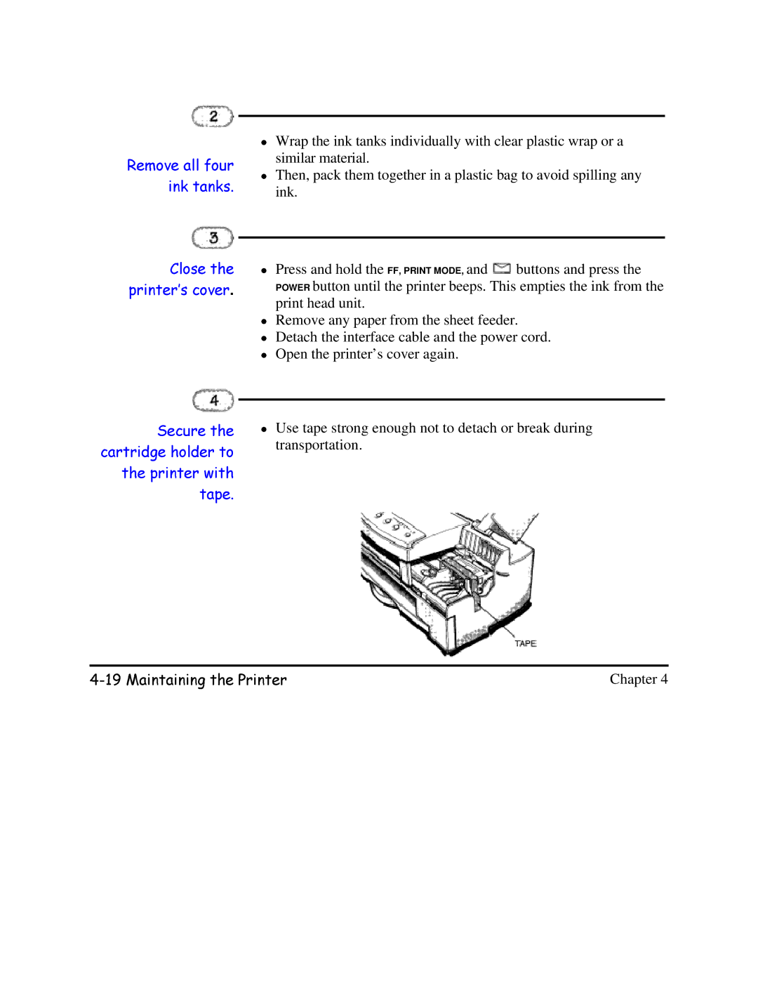 Canon BJC-620 user manual 0DLQWDLQLQJWKH3ULQWHUtransportation 