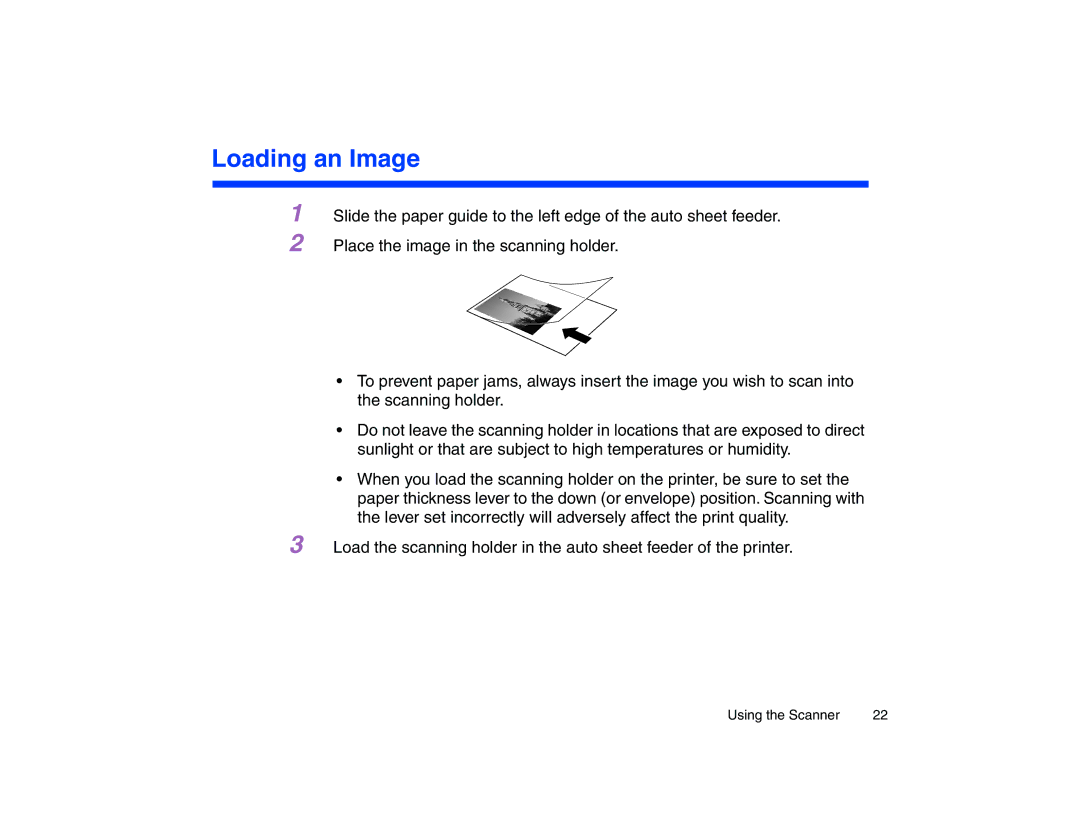 Canon BJC-85 manual Loading an Image 