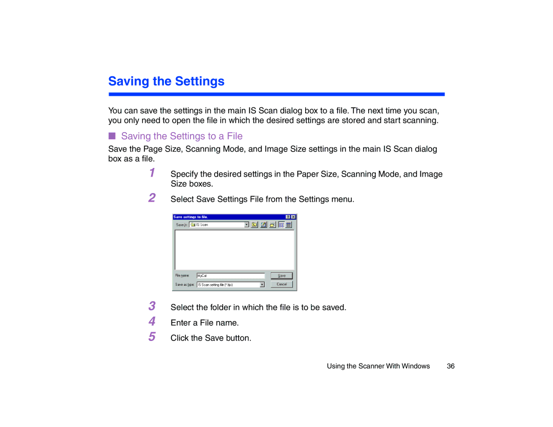 Canon BJC-85 manual Saving the Settings to a File 