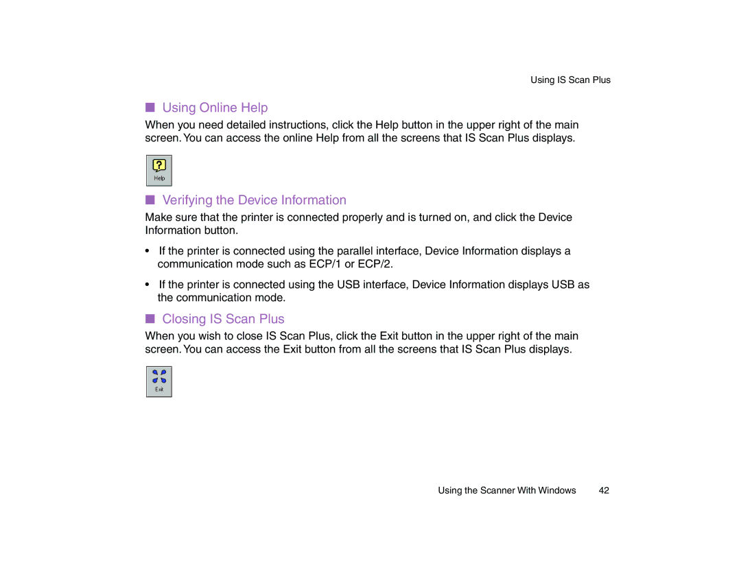 Canon BJC-85 manual Verifying the Device Information, Closing is Scan Plus 