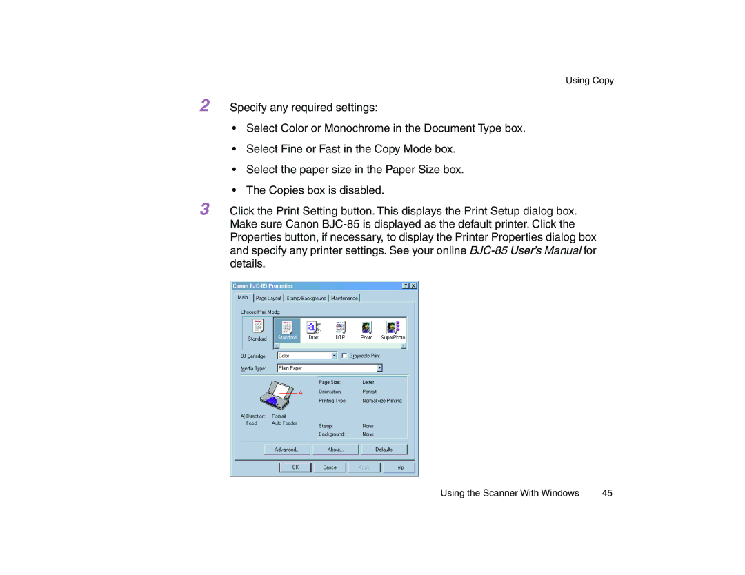 Canon BJC-85 manual Using Copy 