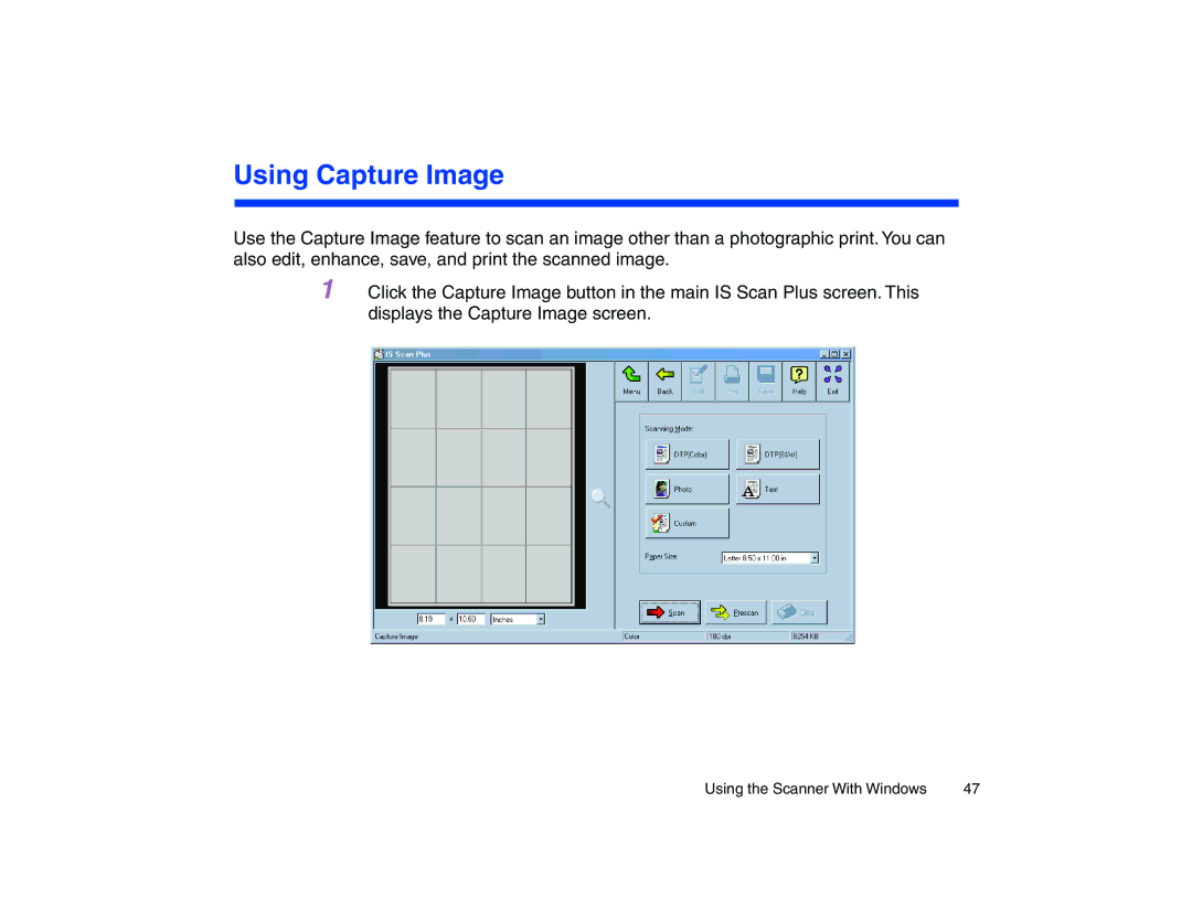 Canon BJC-85 manual Using Capture Image 