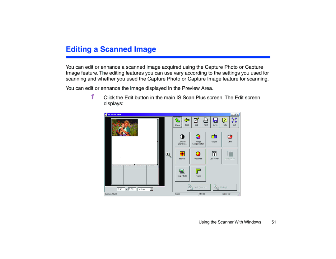 Canon BJC-85 manual Editing a Scanned Image 