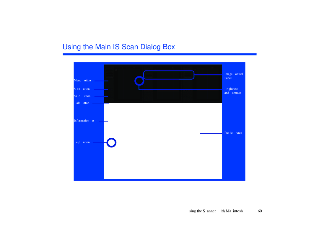 Canon BJC-85 manual Using the Main is Scan Dialog Box, Menu button 