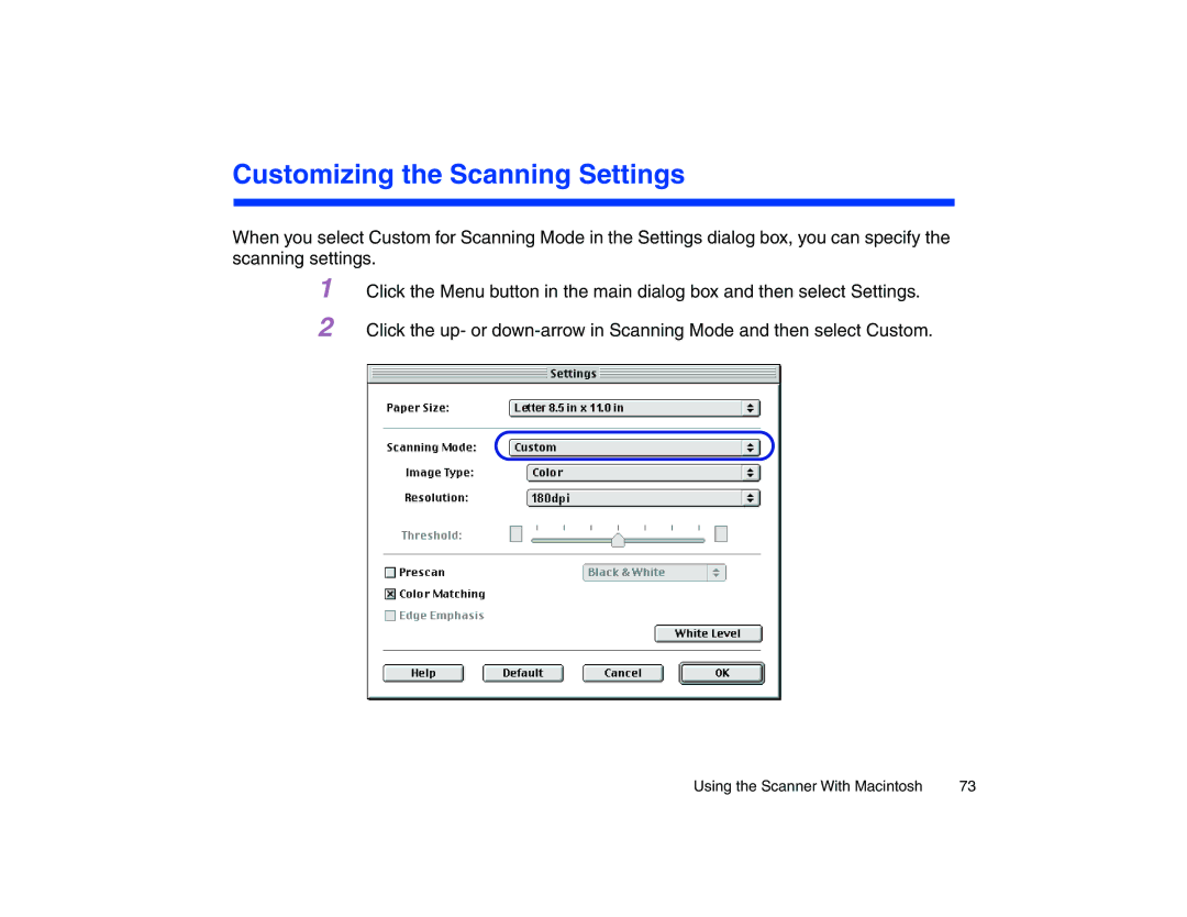 Canon BJC-85 manual Customizing the Scanning Settings 