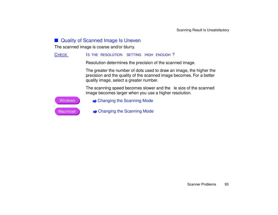 Canon BJC-85 manual Quality of Scanned Image Is Uneven 