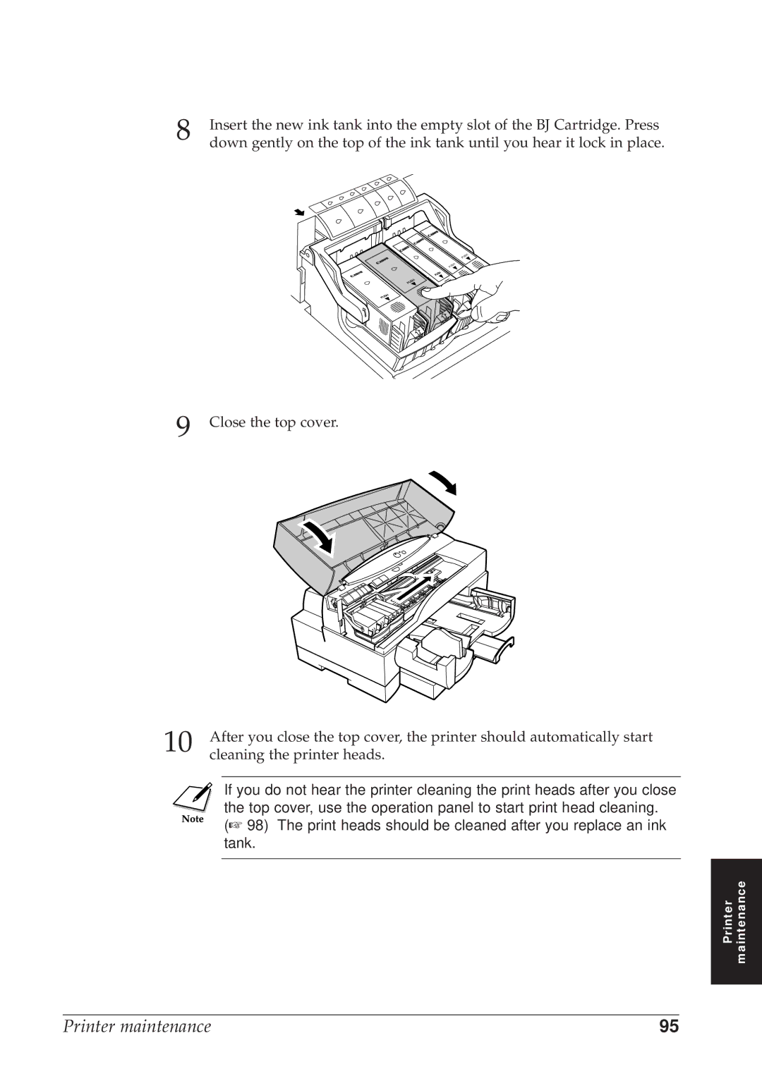 Canon BJC-8500 user manual Printer maintenance 