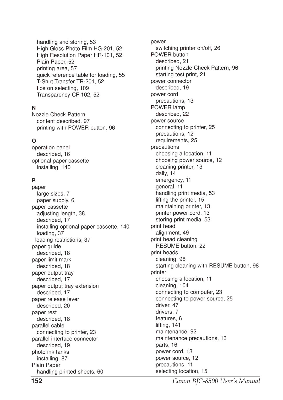 Canon BJC-8500 user manual 152 