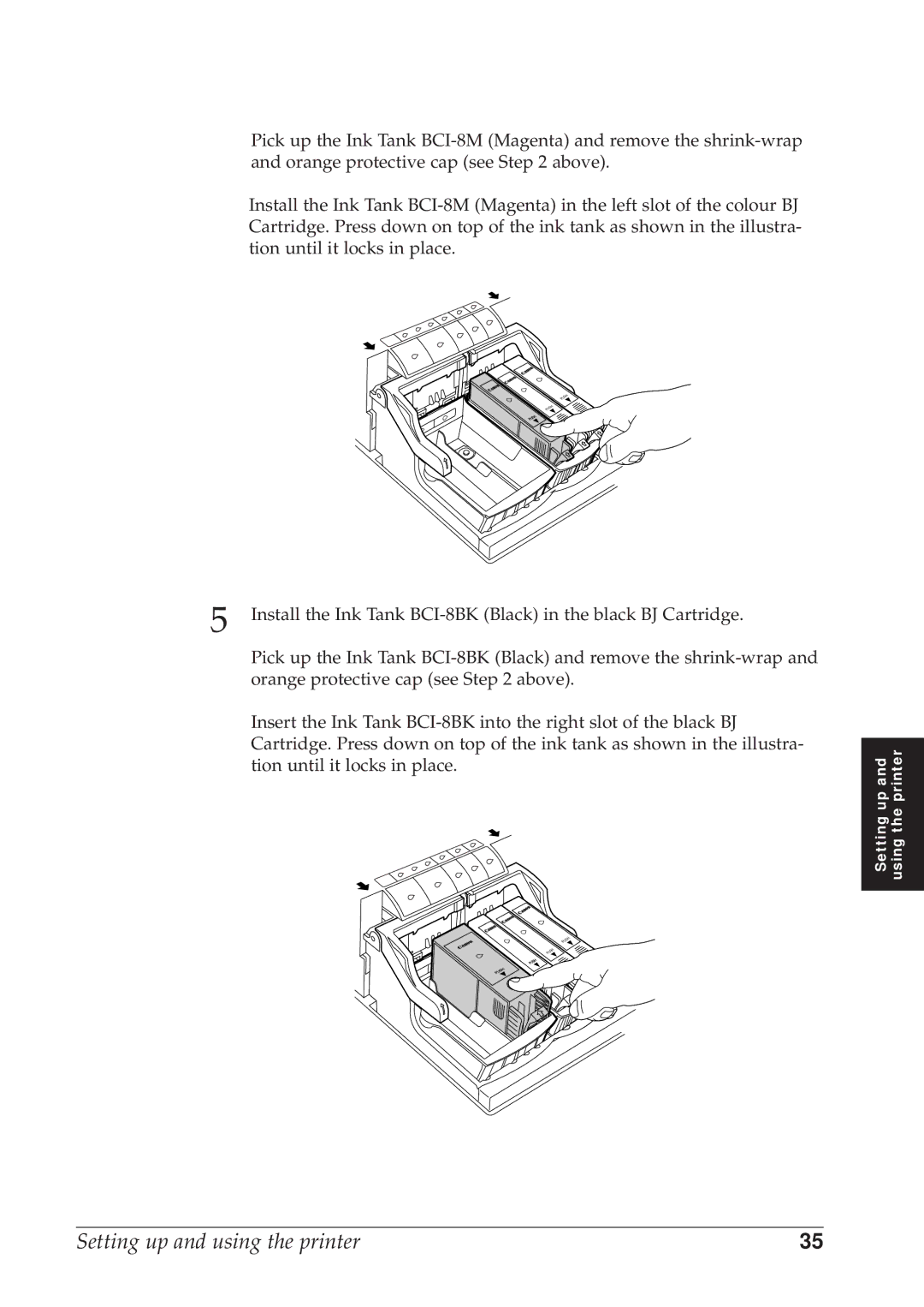 Canon BJC-8500 user manual Setting up and using the printer 