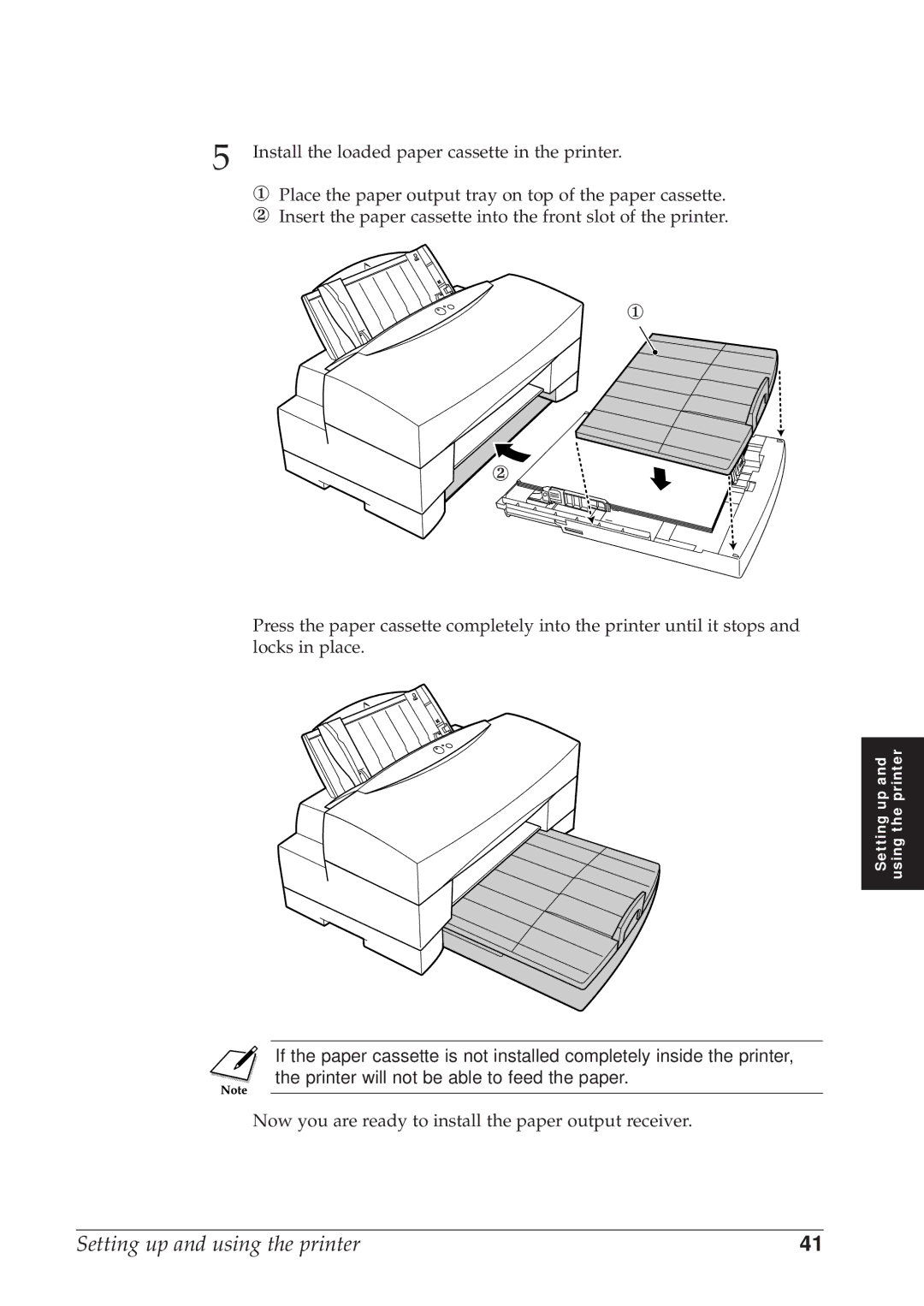 Canon BJC-8500 user manual Now you are ready to install the paper output receiver 