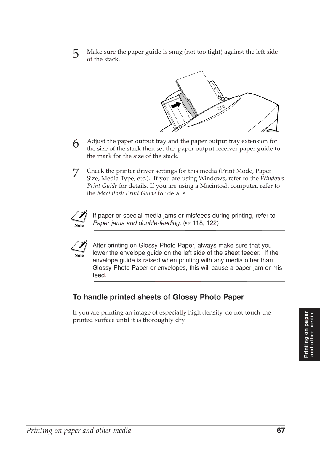 Canon BJC-8500 user manual To handle printed sheets of Glossy Photo Paper, Paper jams and double-feeding 