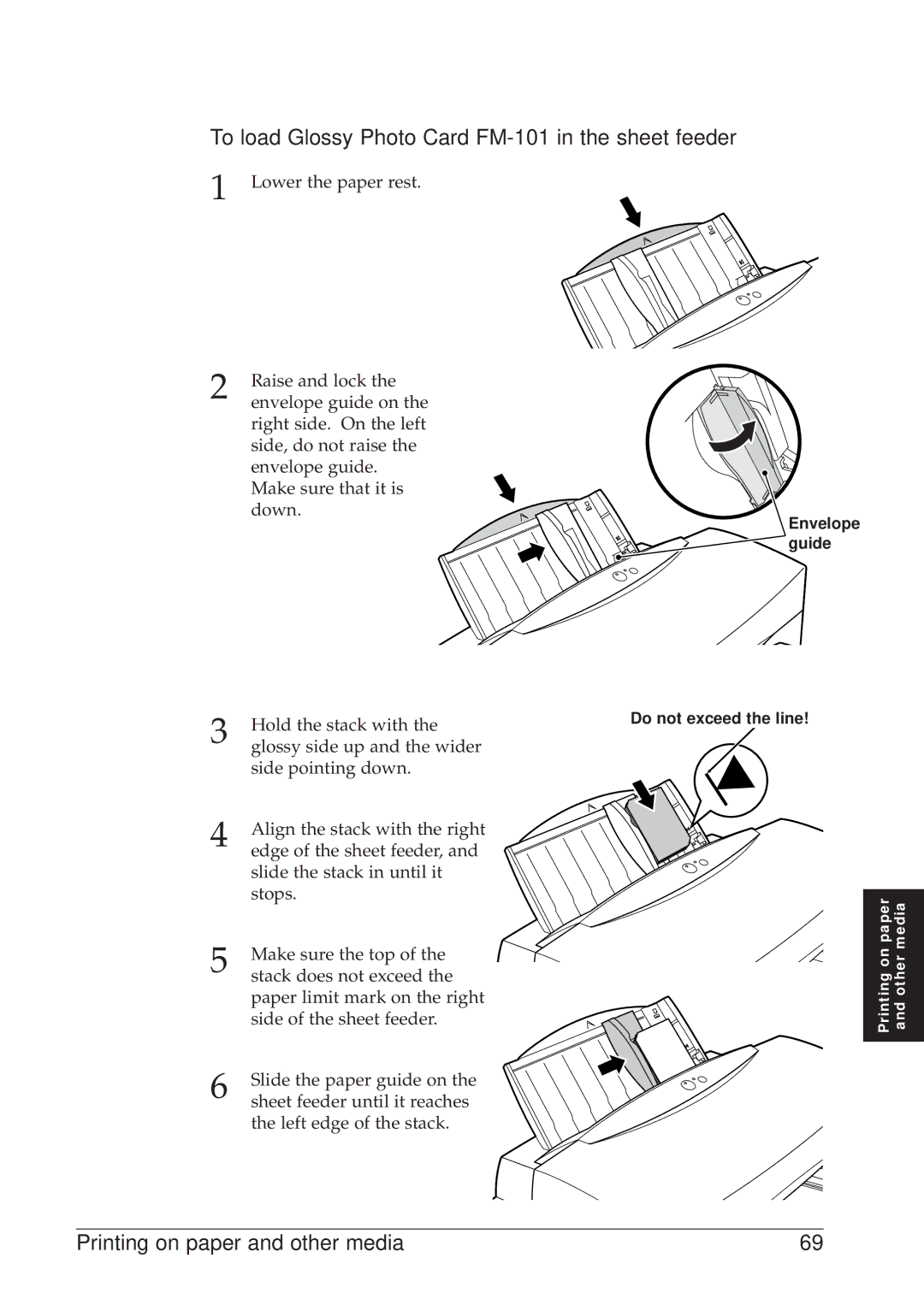 Canon BJC-8500 user manual To load Glossy Photo Card FM-101 in the sheet feeder 