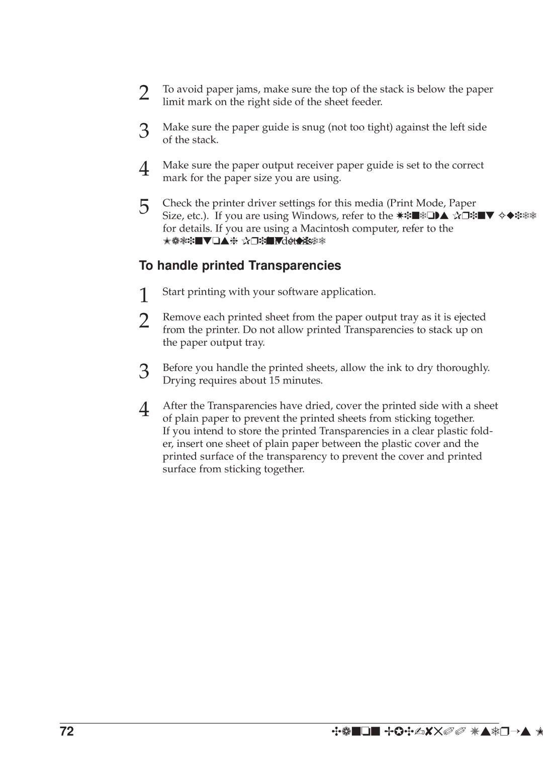 Canon BJC-8500 user manual To handle printed Transparencies 