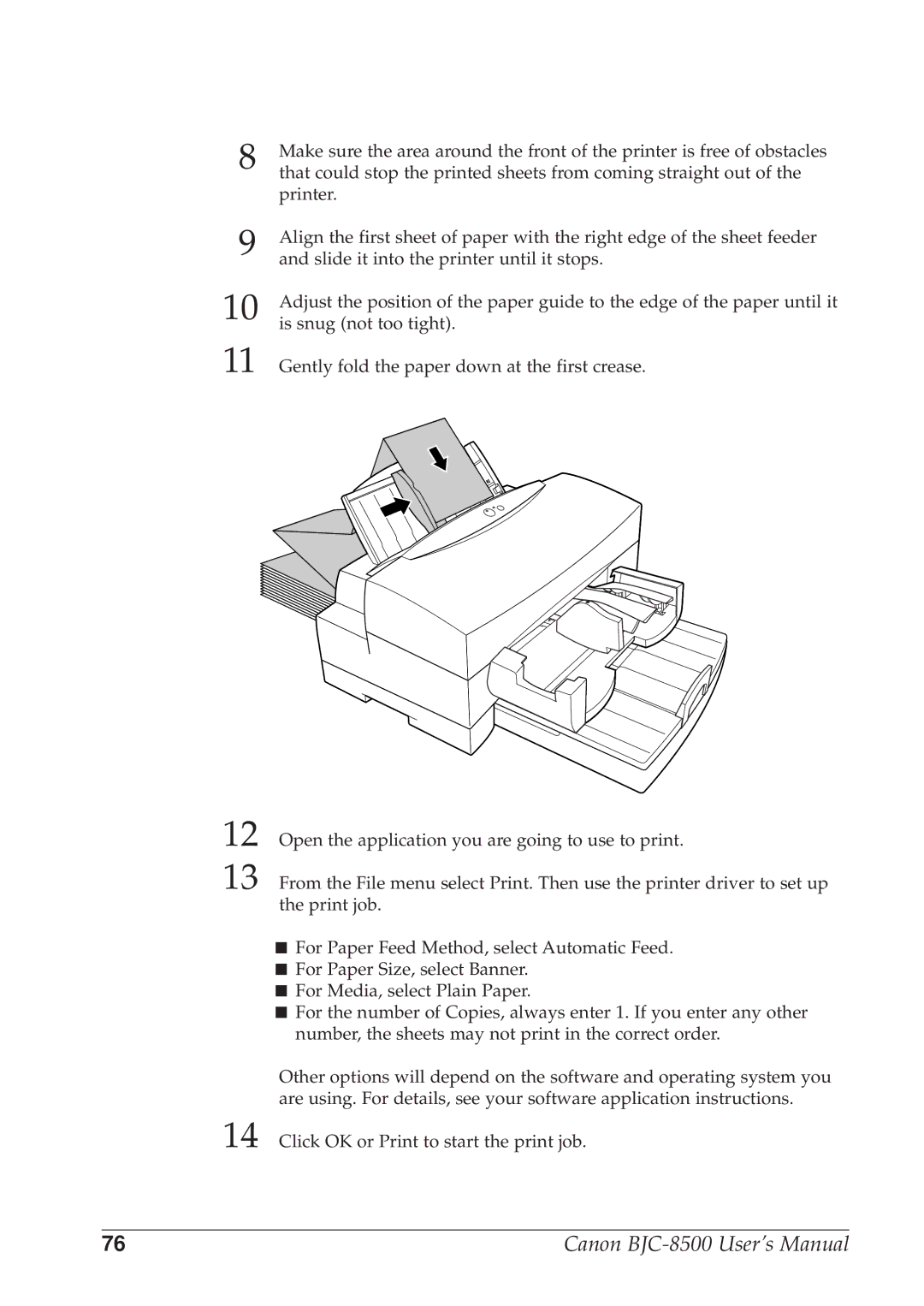 Canon BJC-8500 user manual That could stop the printed sheets from coming straight out 