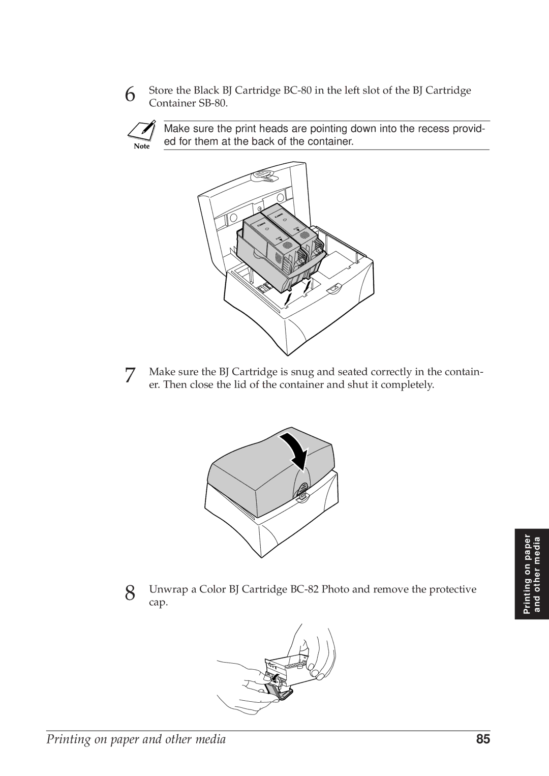 Canon BJC-8500 user manual Container SB-80 