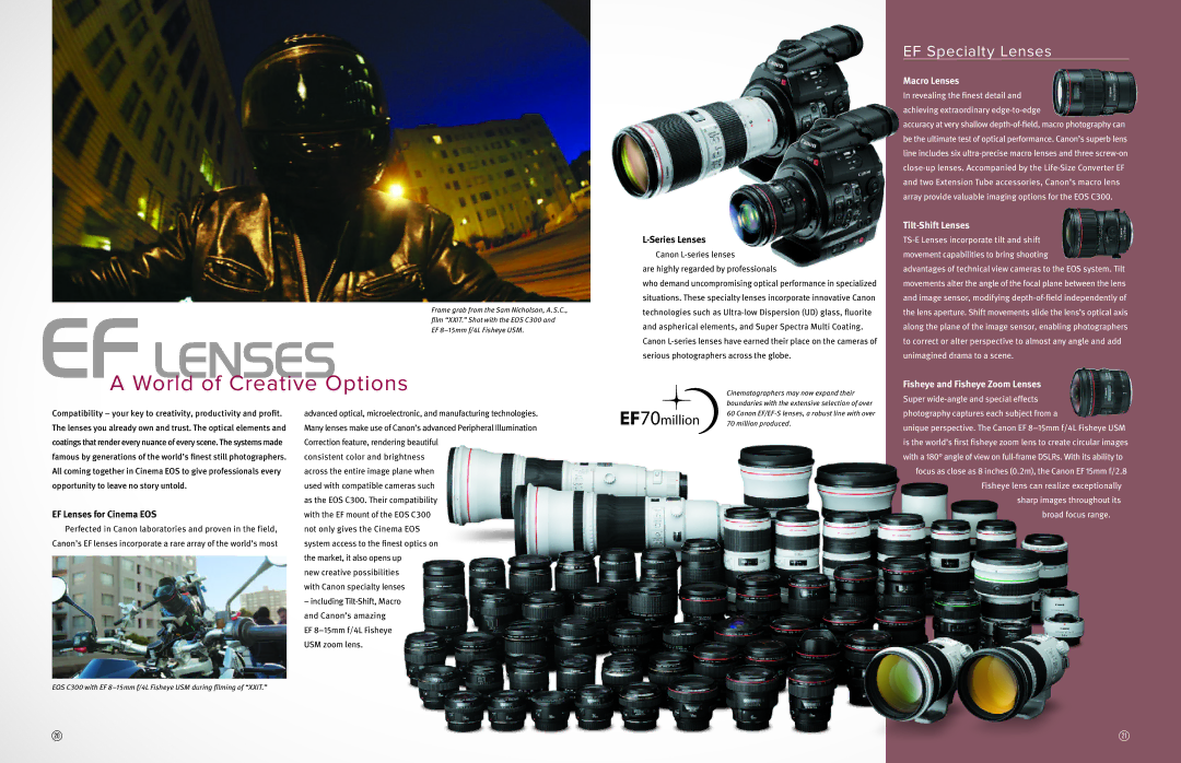 Canon C300 PL, 1D X specifications World of Creative Options, EF Specialty Lenses, Series Lenses, EF Lenses for Cinema EOS 