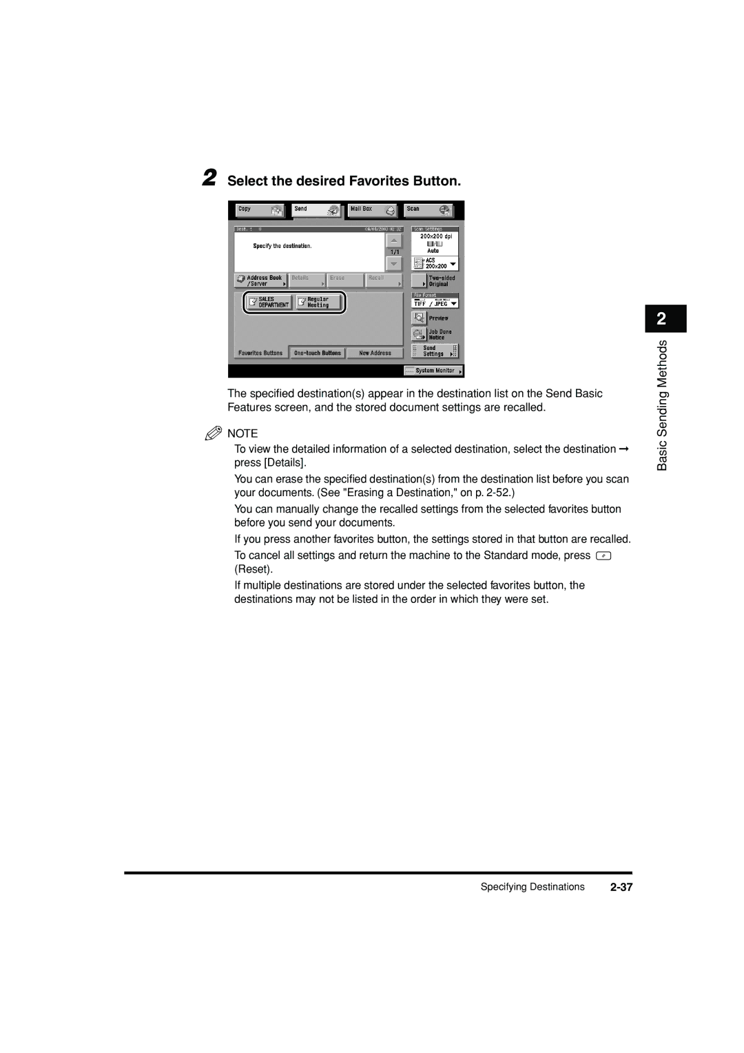 Canon C3200 manual Select the desired Favorites Button 