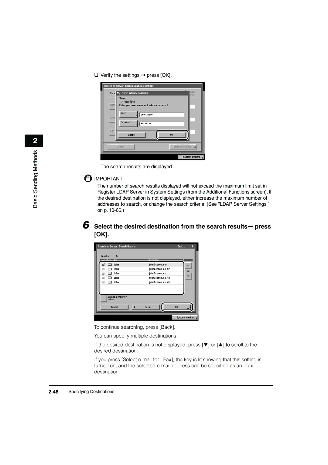 Canon C3200 manual 46Specifying Destinations 