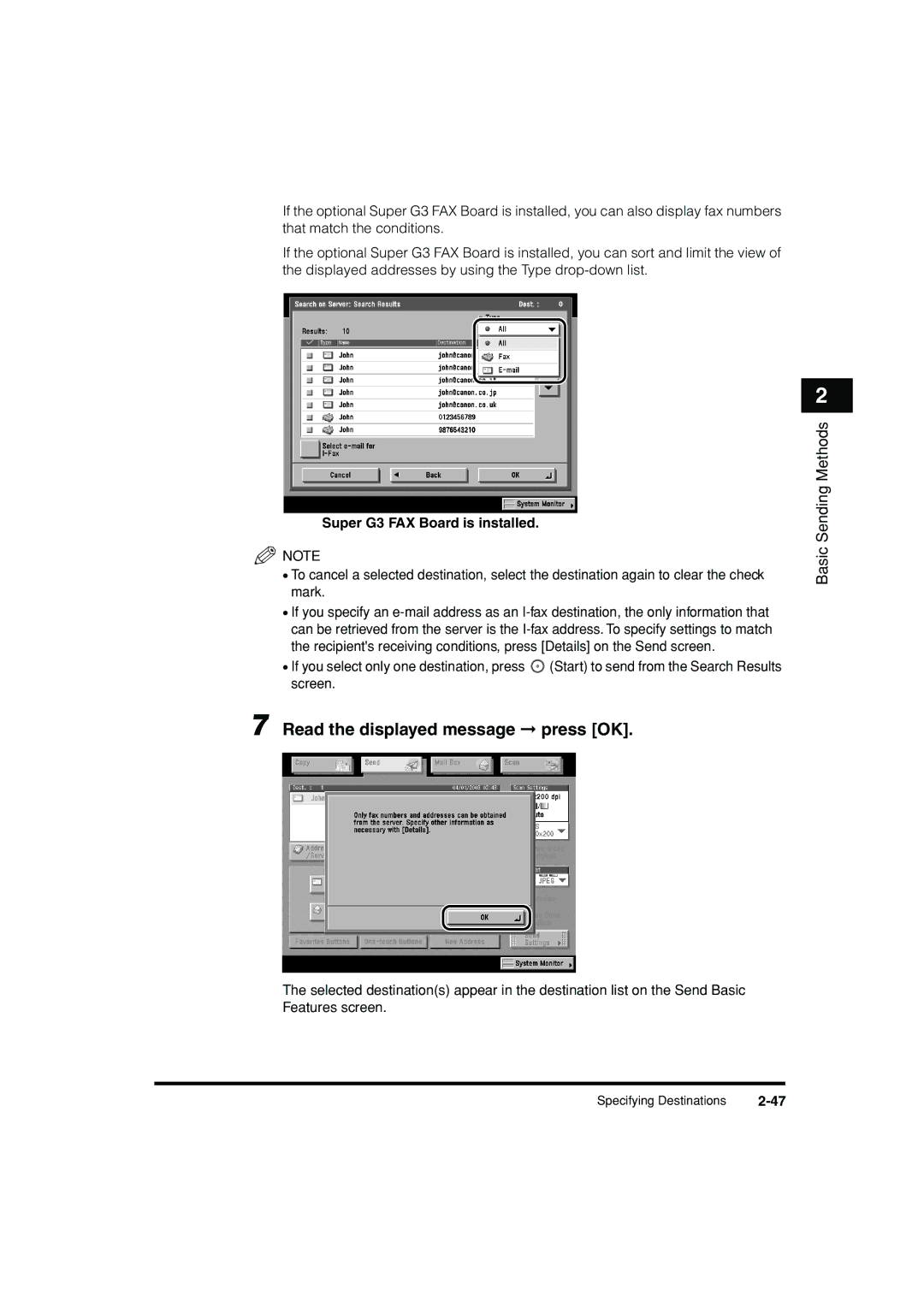 Canon C3200 manual Read the displayed message press OK, Super G3 FAX Board is installed 