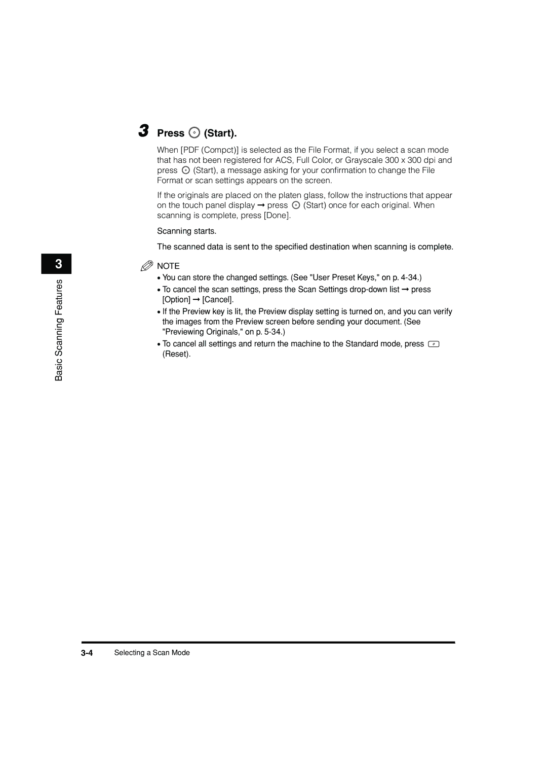 Canon C3200 manual 4Selecting a Scan Mode 