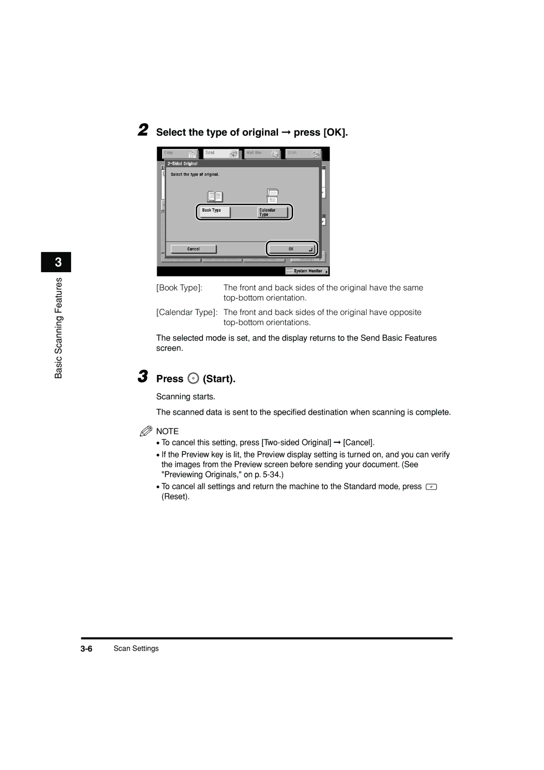 Canon C3200 manual Select the type of original press OK 