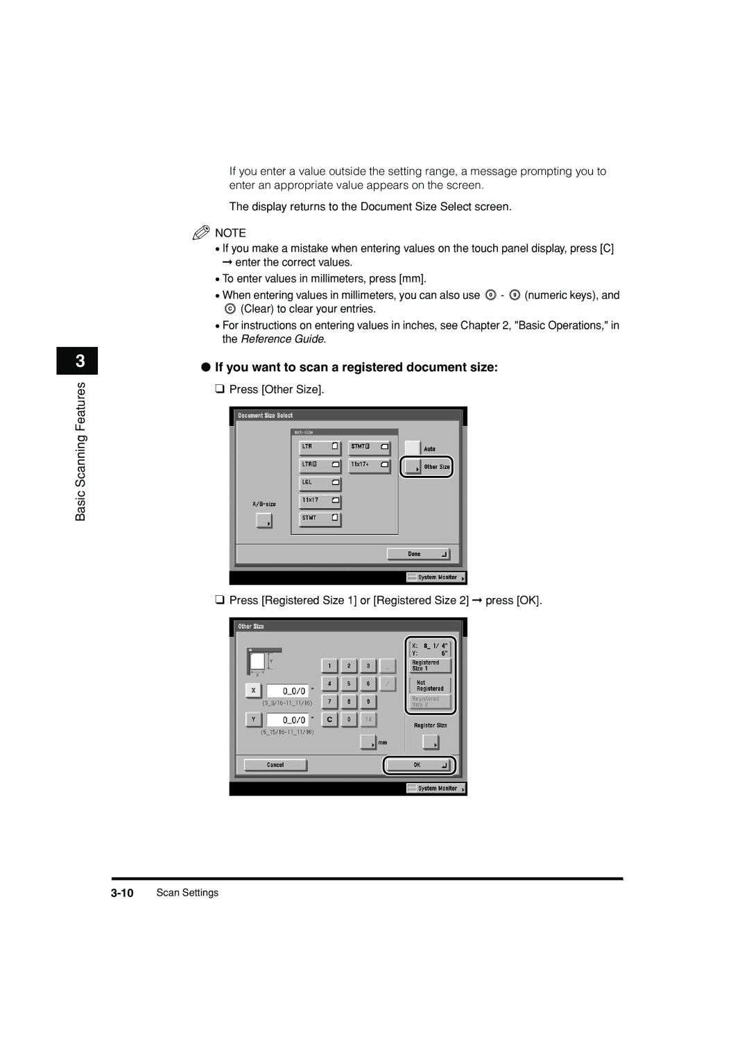 Canon C3200 manual If you want to scan a registered document size 