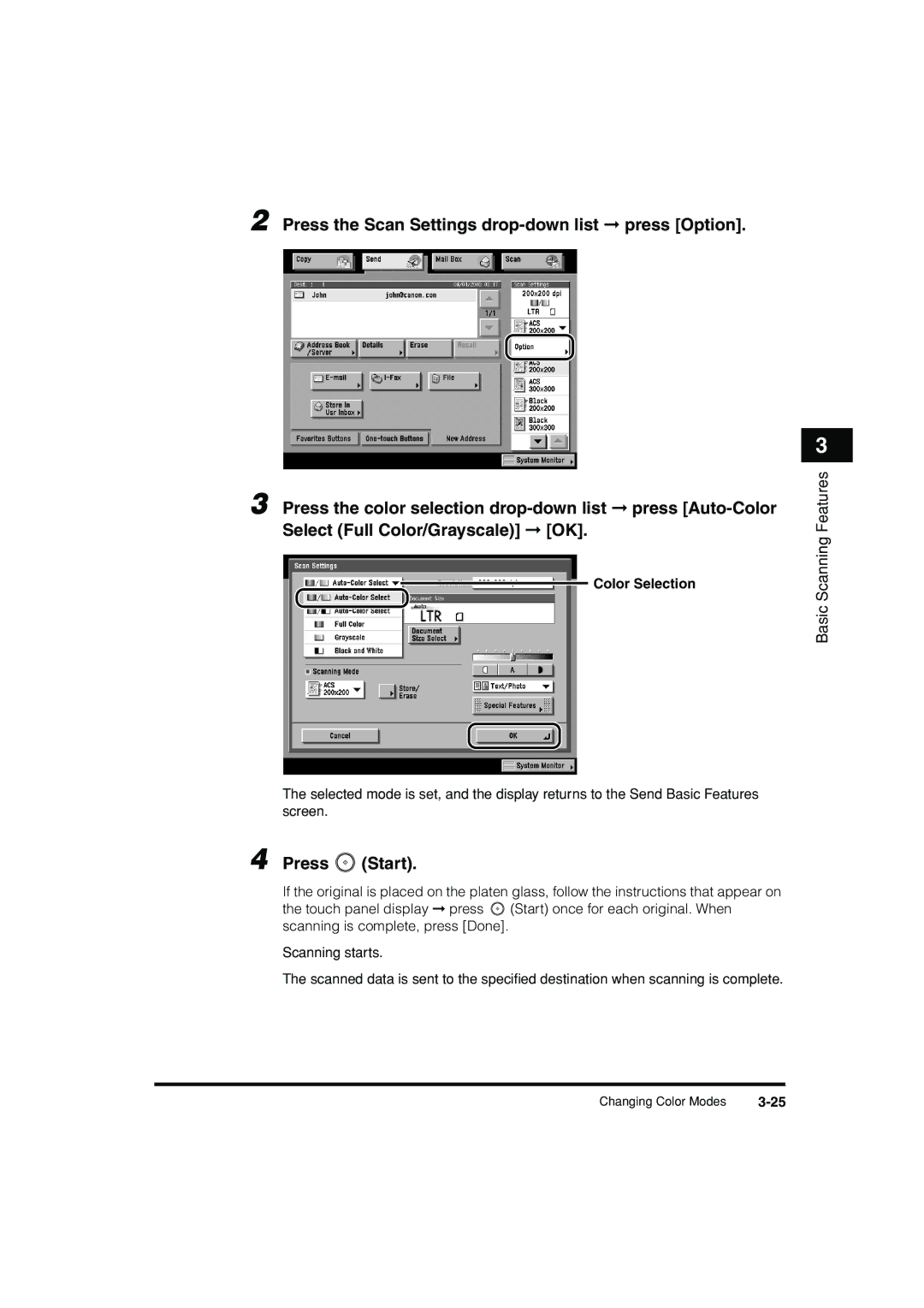 Canon C3200 manual Color Selection 