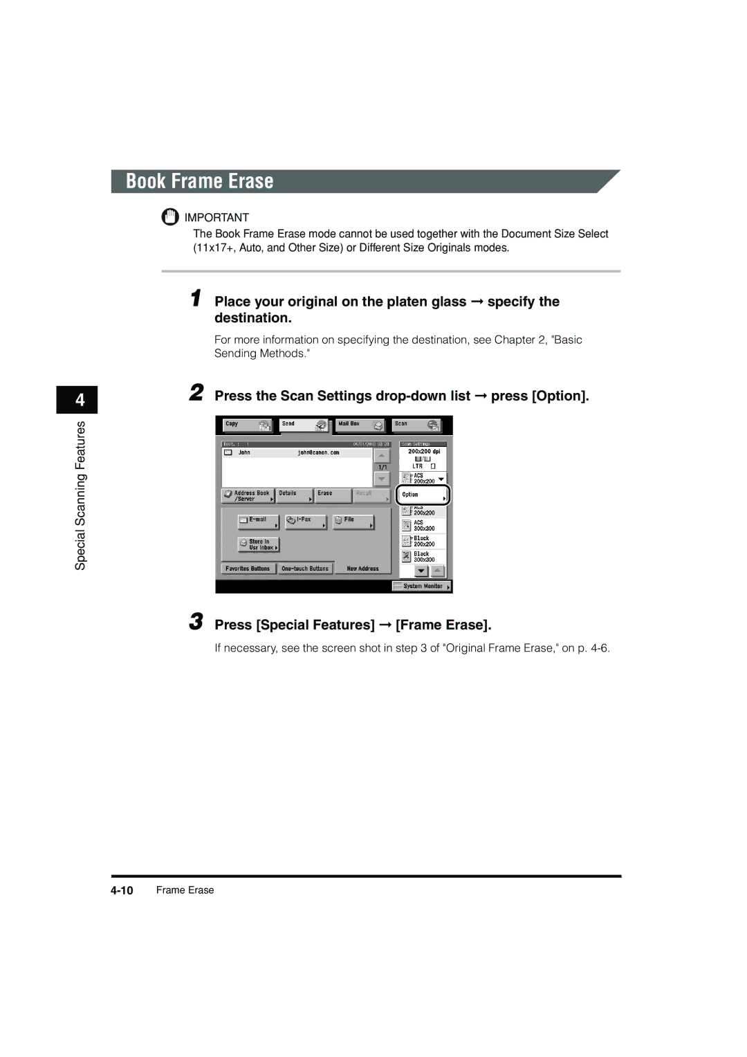 Canon C3200 manual Book Frame Erase 