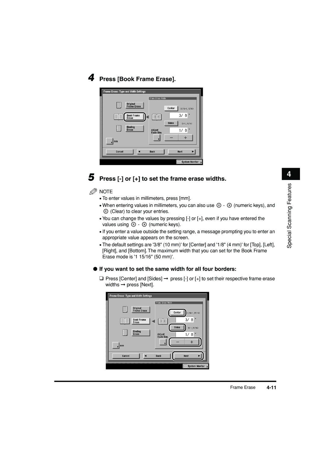 Canon C3200 manual If you want to set the same width for all four borders 