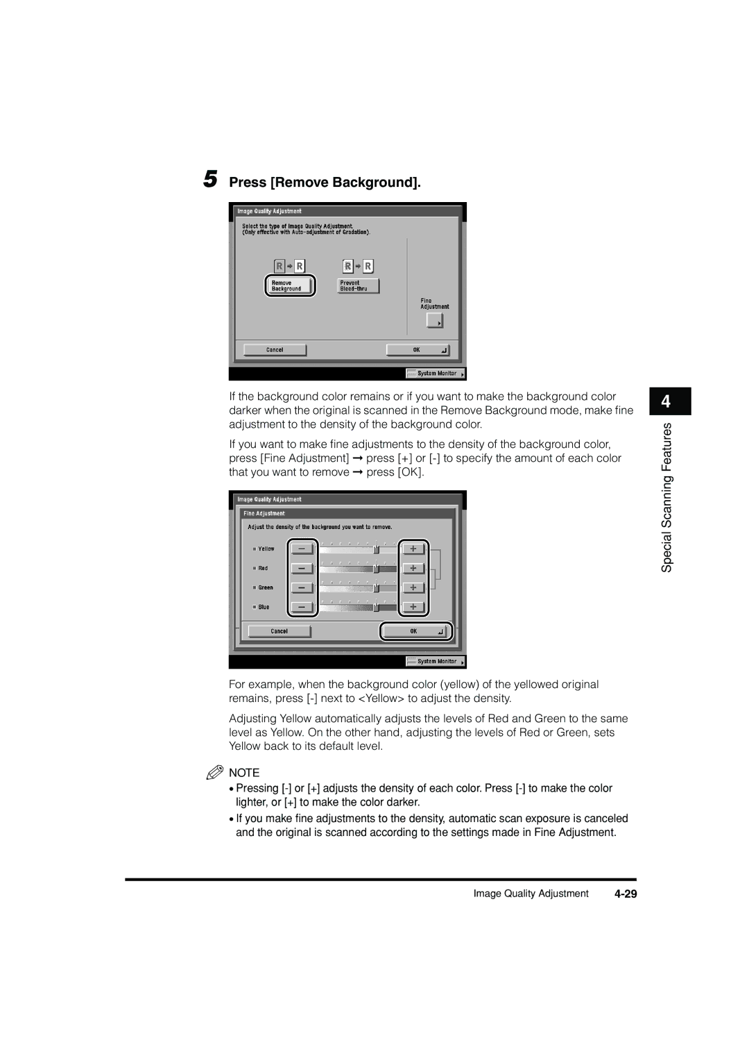 Canon C3200 manual Press Remove Background 